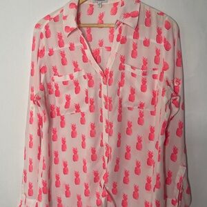 Express | Pink Pineapple Print | The Portofino Shirt | Sz L